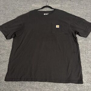 Carhartt Pocket Shirt Mens‎ XL Black Short Sleeve Graphic Back Logo 100% Cotton